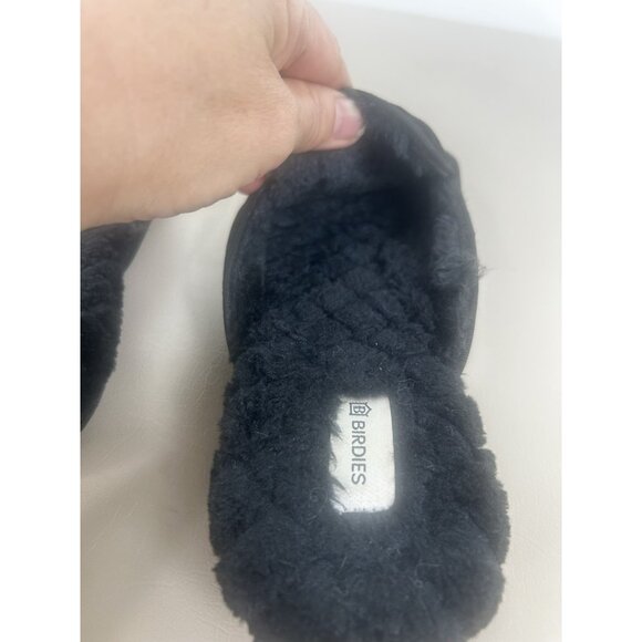 Birdies The Phoebe Black Velvet Faux Fur Lining Mule Flats Slippers Shoes Size 8 - Picture 9 of 12